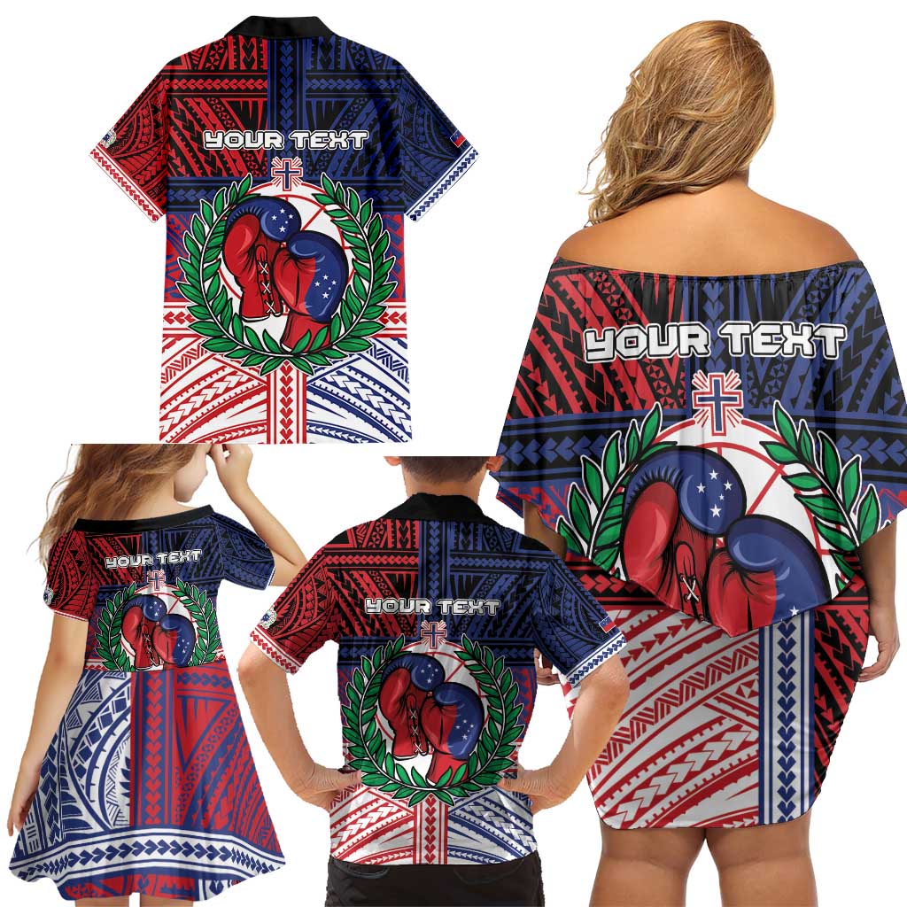 Personalised Samoa Boxing Family Matching Off Shoulder Short Dress and Hawaiian Shirt Samoan Boxer Funny Style DT05 - Polynesian Pride