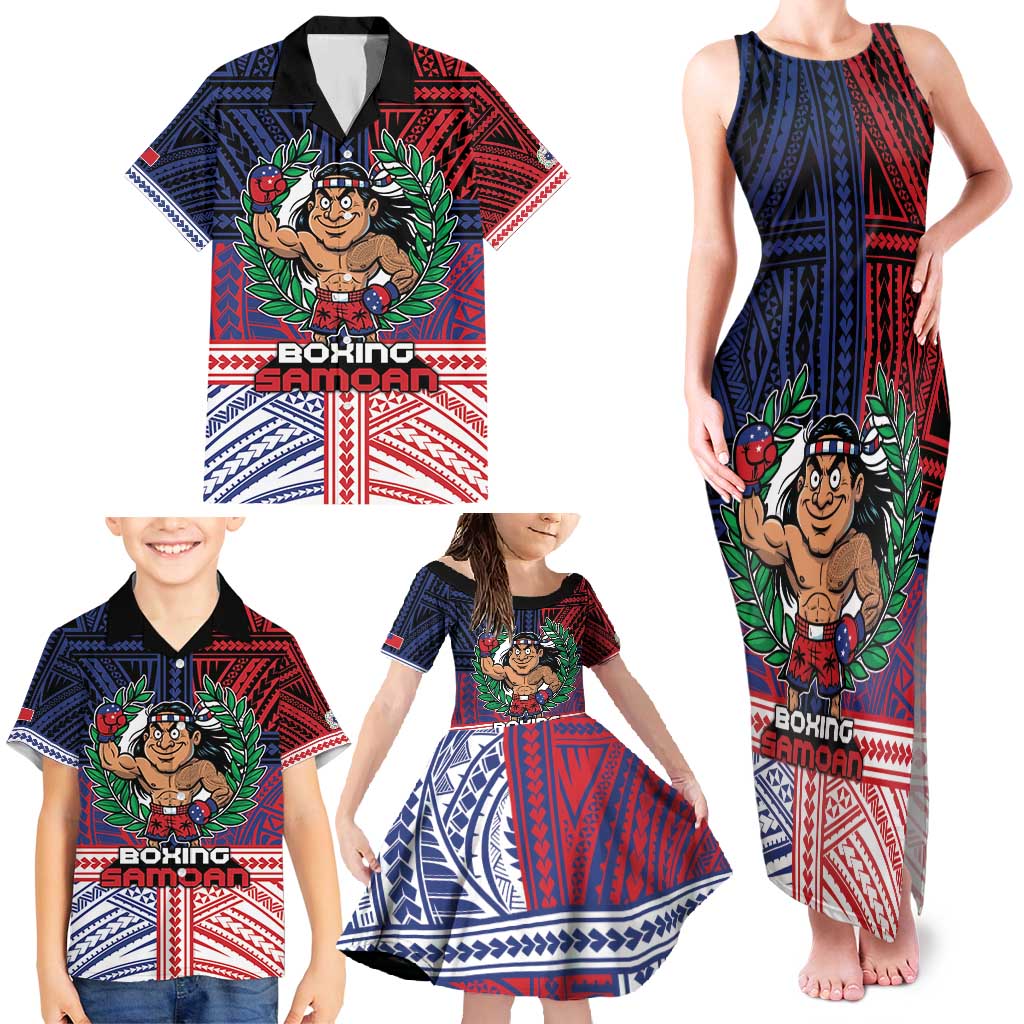 Personalised Samoa Boxing Family Matching Tank Maxi Dress and Hawaiian Shirt Samoan Boxer Funny Style DT05 - Polynesian Pride