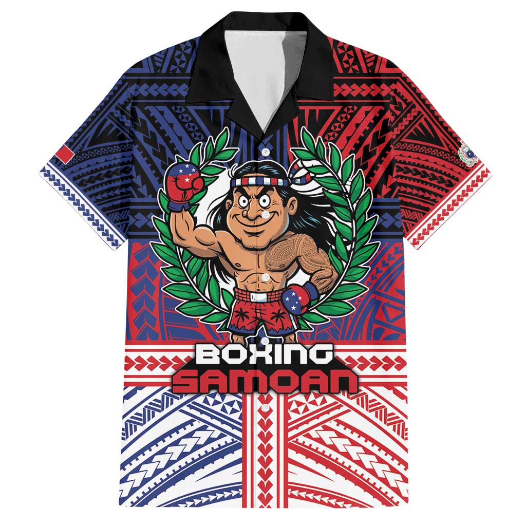 Personalised Samoa Boxing Family Matching Tank Maxi Dress and Hawaiian Shirt Samoan Boxer Funny Style DT05 Dad's Shirt - Short Sleeve Red - Polynesian Pride