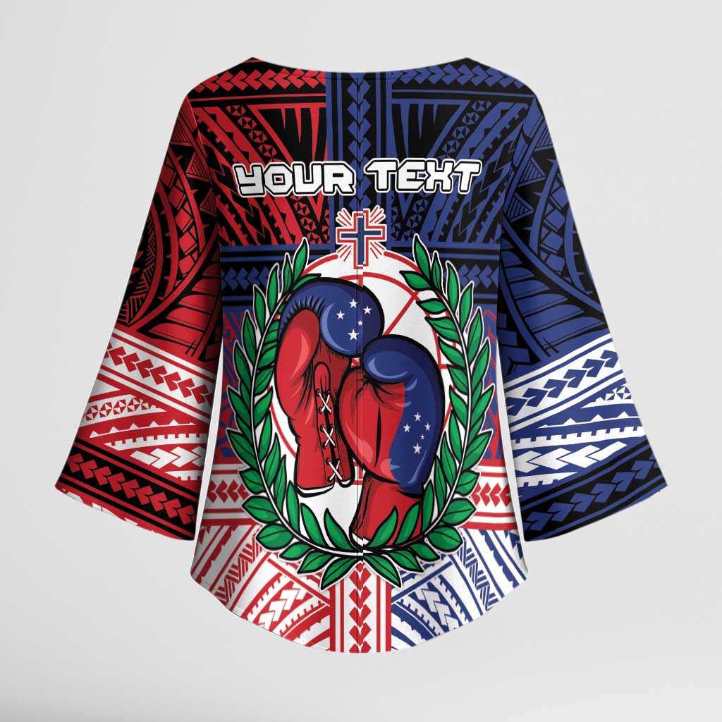 Personalised Samoa Boxing Kimono Sleeve Blouse Samoan Boxer Funny Style - Polynesian Pride