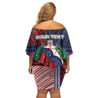 Personalised Samoa Boxing Off Shoulder Short Dress Samoan Boxer Funny Style DT05 - Polynesian Pride