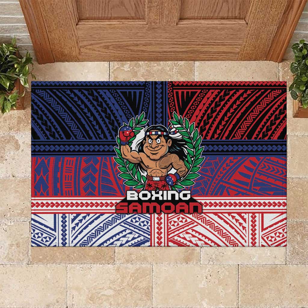 Samoa Boxing Rubber Doormat Samoan Boxer Funny Style - Polynesian Pride