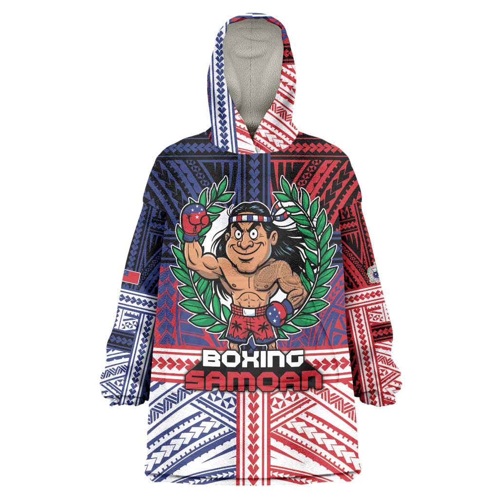 Personalised Samoa Boxing Wearable Blanket Hoodie Samoan Boxer Funny Style DT05 One Size Red - Polynesian Pride