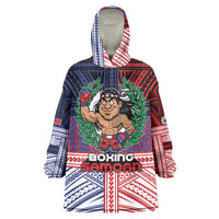 Personalised Samoa Boxing Wearable Blanket Hoodie Samoan Boxer Funny Style DT05 One Size Red - Polynesian Pride