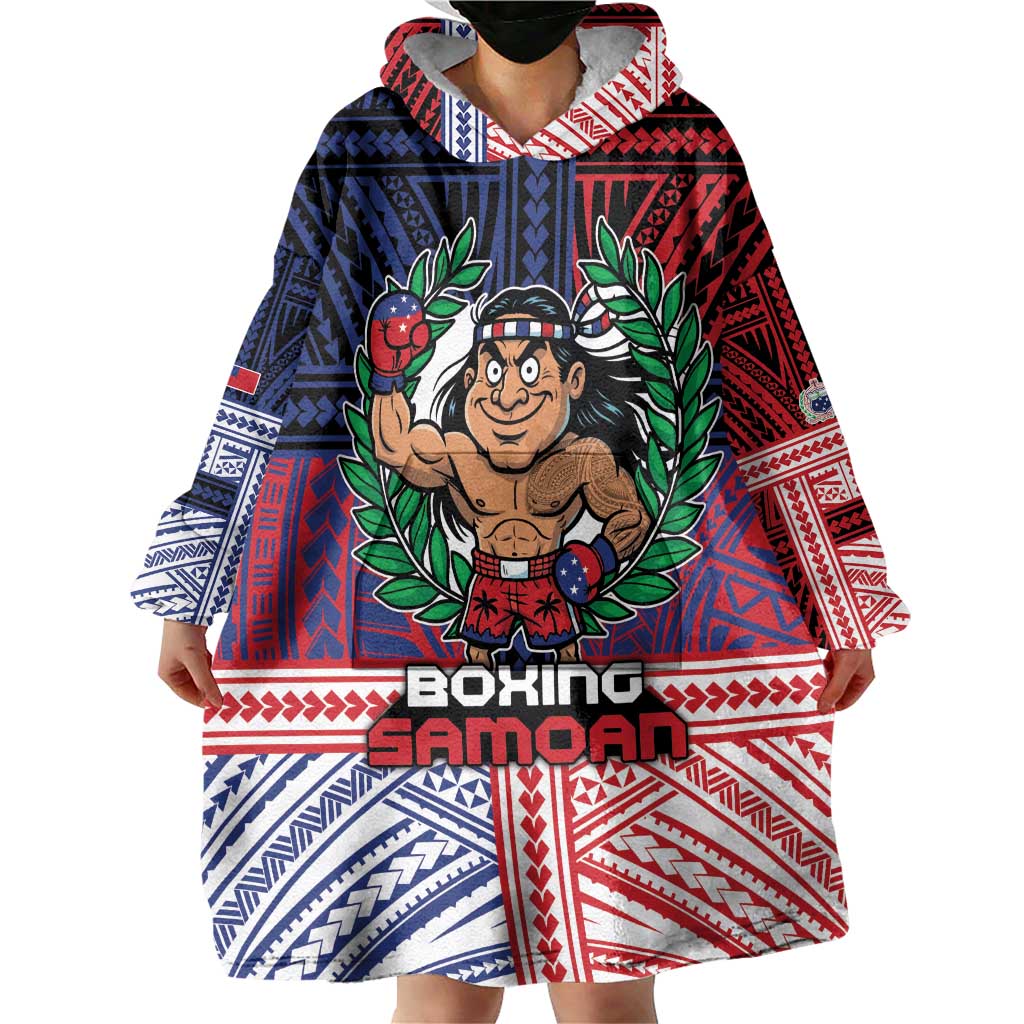 Personalised Samoa Boxing Wearable Blanket Hoodie Samoan Boxer Funny Style DT05 - Polynesian Pride