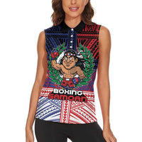 Personalised Samoa Boxing Women Sleeveless Polo Shirt Samoan Boxer Funny Style - Polynesian Pride