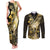Personalised Niue Couples Matching Tank Maxi Dress and Long Sleeve Button Shirt Niuean Crab Waves Style