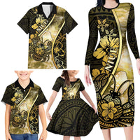 Personalised Niue Family Matching Long Sleeve Bodycon Dress and Hawaiian Shirt Niuean Crab Waves Style DT05 - Polynesian Pride