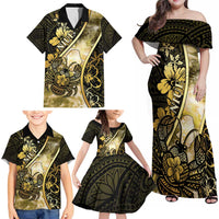 Personalised Niue Family Matching Off Shoulder Maxi Dress and Hawaiian Shirt Niuean Crab Waves Style DT05 - Polynesian Pride