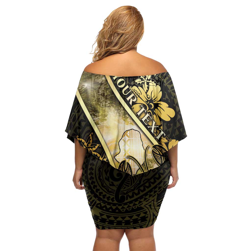 Personalised Niue Family Matching Off Shoulder Short Dress and Hawaiian Shirt Niuean Crab Waves Style DT05 - Polynesian Pride