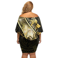 Personalised Niue Family Matching Off Shoulder Short Dress and Hawaiian Shirt Niuean Crab Waves Style DT05 - Polynesian Pride