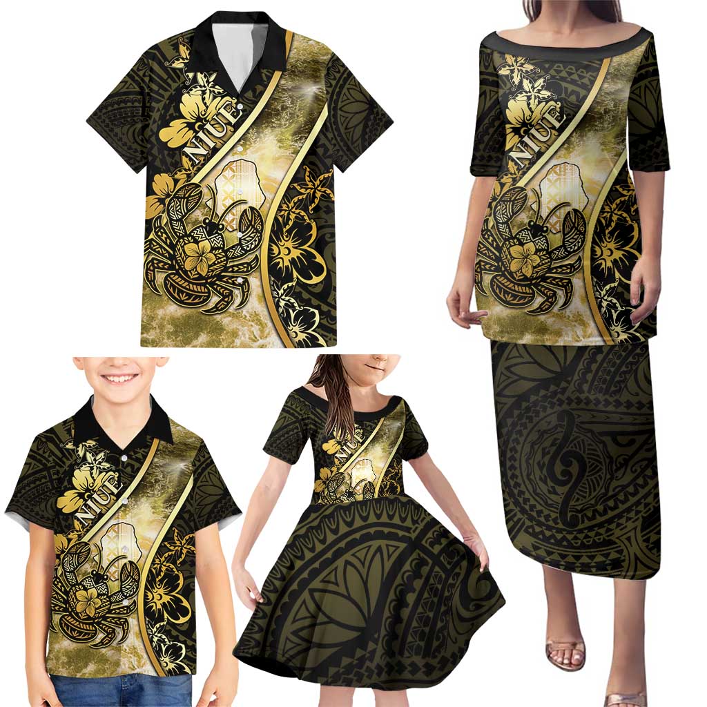 Personalised Niue Family Matching Puletasi and Hawaiian Shirt Niuean Crab Waves Style DT05 - Polynesian Pride