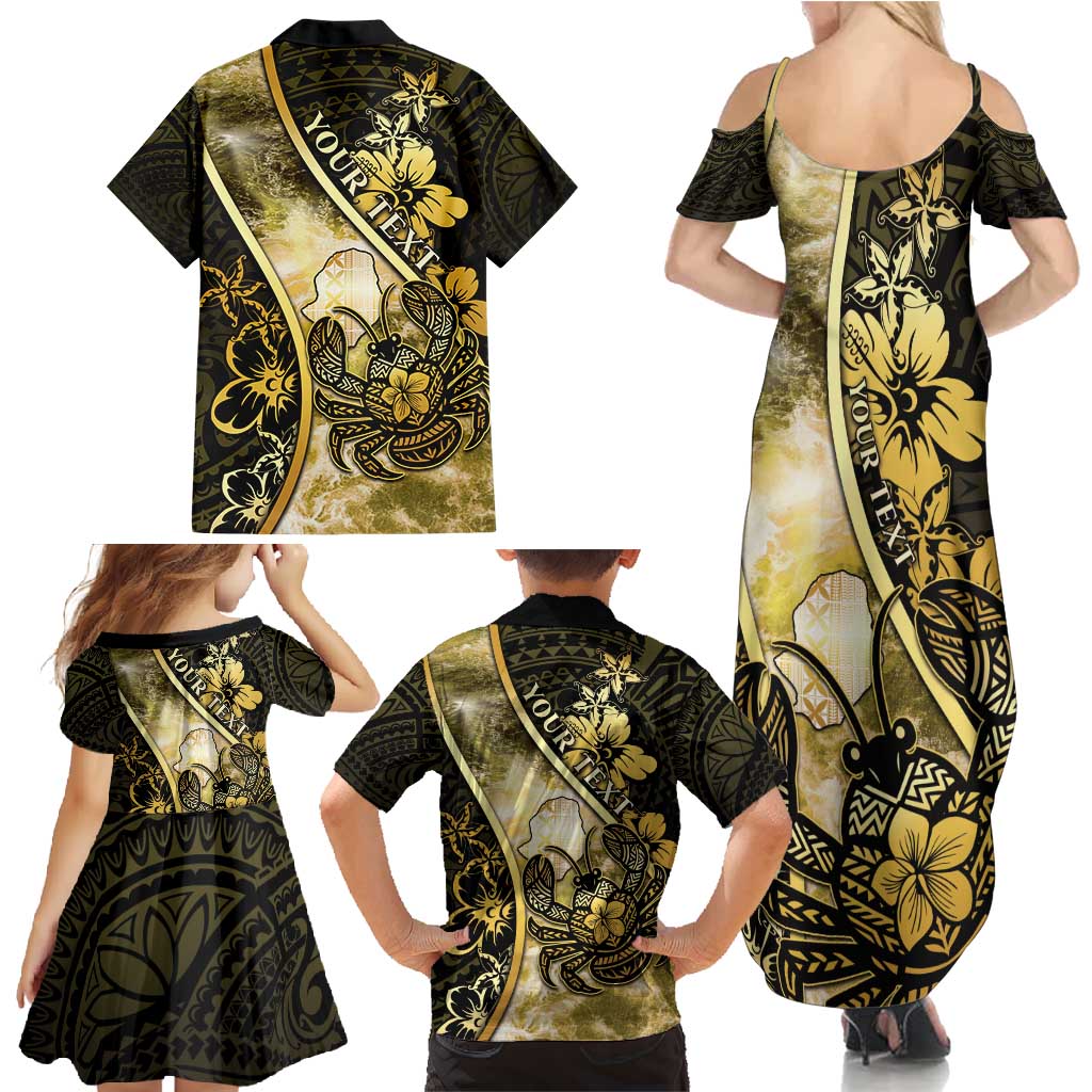 Personalised Niue Family Matching Summer Maxi Dress and Hawaiian Shirt Niuean Crab Waves Style DT05 - Polynesian Pride