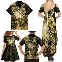 Personalised Niue Family Matching Summer Maxi Dress and Hawaiian Shirt Niuean Crab Waves Style DT05 - Polynesian Pride