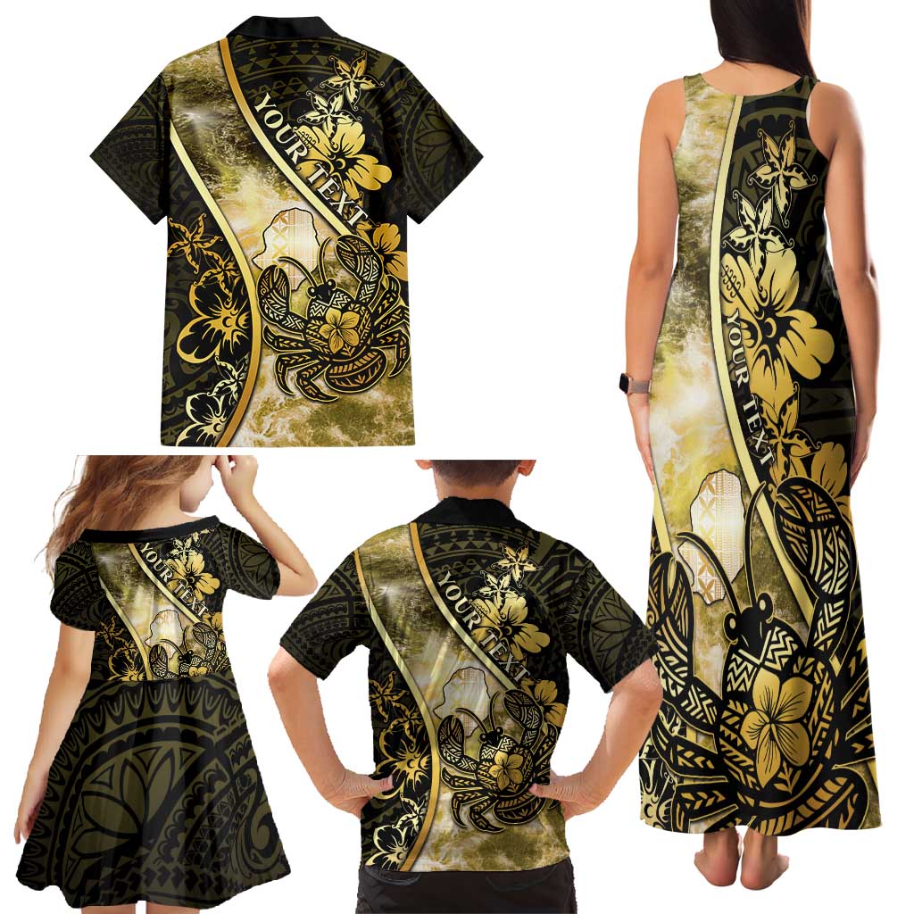 Personalised Niue Family Matching Tank Maxi Dress and Hawaiian Shirt Niuean Crab Waves Style DT05 - Polynesian Pride