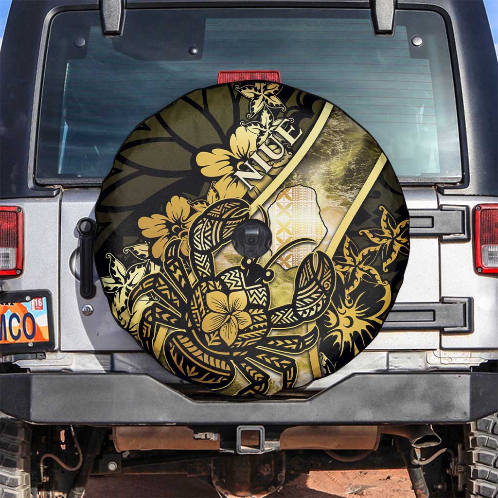 Niue Spare Tire Cover Niuean Crab Waves Style DT05 Gold - Polynesian Pride