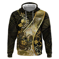 Personalised Niue Zip Hoodie Niuean Crab Waves Style DT05 Pullover Hoodie Gold - Polynesian Pride