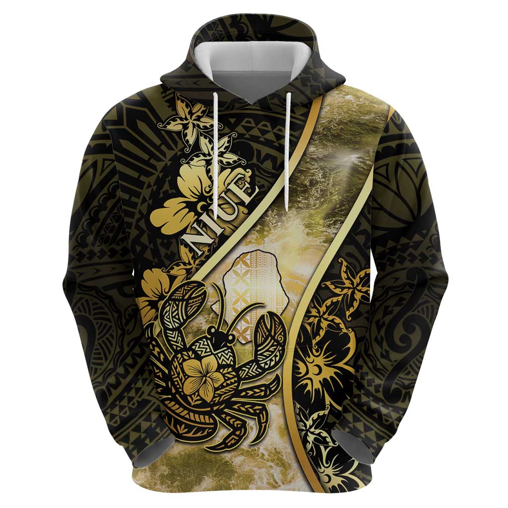 Personalised Niue Zip Hoodie Niuean Crab Waves Style DT05 - Polynesian Pride