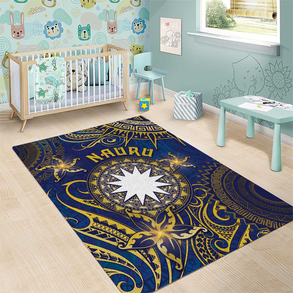 Nauru Area Rug Hibiscus Polynesian Tribal Pattern