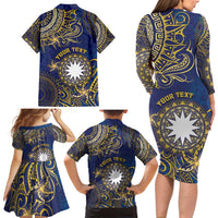Personalised Nauru Family Matching Long Sleeve Bodycon Dress and Hawaiian Shirt Hibiscus Polynesian Tribal Pattern DT05 - Polynesian Pride