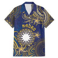 Personalised Nauru Family Matching Mermaid Dress and Hawaiian Shirt Hibiscus Polynesian Tribal Pattern DT05 Dad's Shirt - Short Sleeve Navy - Polynesian Pride