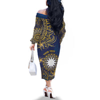 Personalised Nauru Family Matching Off The Shoulder Long Sleeve Dress and Hawaiian Shirt Hibiscus Polynesian Tribal Pattern DT05 - Polynesian Pride