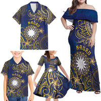 Personalised Nauru Family Matching Off Shoulder Maxi Dress and Hawaiian Shirt Hibiscus Polynesian Tribal Pattern DT05 - Polynesian Pride