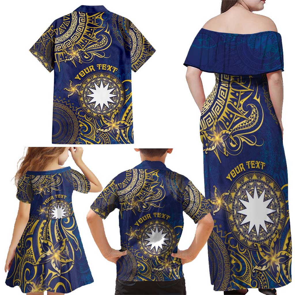 Personalised Nauru Family Matching Off Shoulder Maxi Dress and Hawaiian Shirt Hibiscus Polynesian Tribal Pattern DT05 - Polynesian Pride