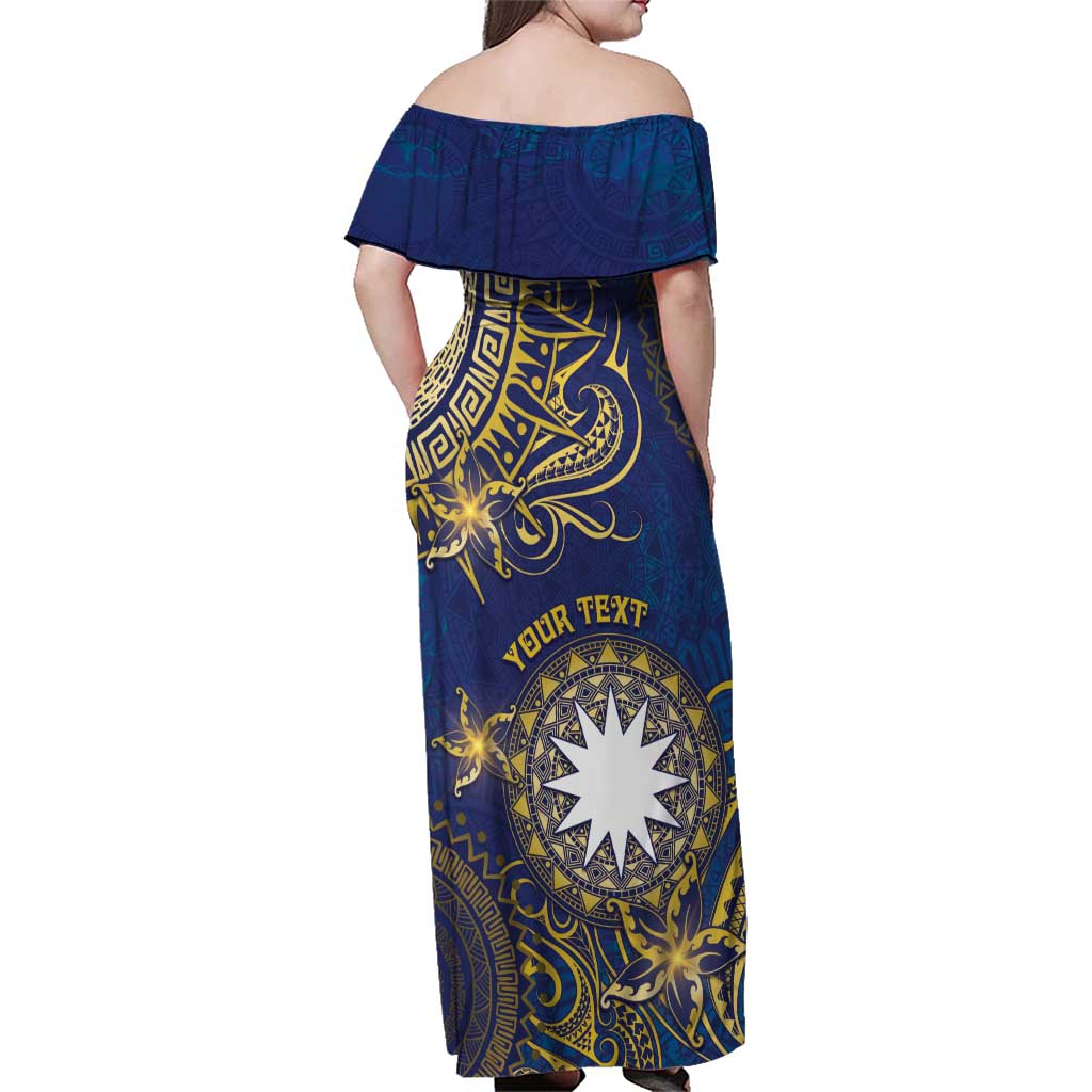 Personalised Nauru Family Matching Off Shoulder Maxi Dress and Hawaiian Shirt Hibiscus Polynesian Tribal Pattern DT05 - Polynesian Pride