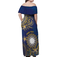 Personalised Nauru Family Matching Off Shoulder Maxi Dress and Hawaiian Shirt Hibiscus Polynesian Tribal Pattern DT05 - Polynesian Pride