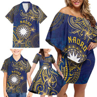 Personalised Nauru Family Matching Off Shoulder Short Dress and Hawaiian Shirt Hibiscus Polynesian Tribal Pattern DT05 - Polynesian Pride