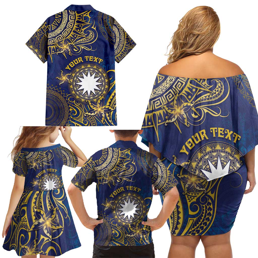 Personalised Nauru Family Matching Off Shoulder Short Dress and Hawaiian Shirt Hibiscus Polynesian Tribal Pattern DT05 - Polynesian Pride
