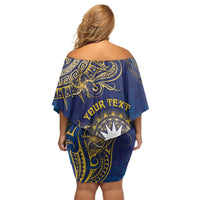 Personalised Nauru Family Matching Off Shoulder Short Dress and Hawaiian Shirt Hibiscus Polynesian Tribal Pattern DT05 - Polynesian Pride