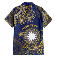 Personalised Nauru Hawaiian Shirt Hibiscus Polynesian Tribal Pattern