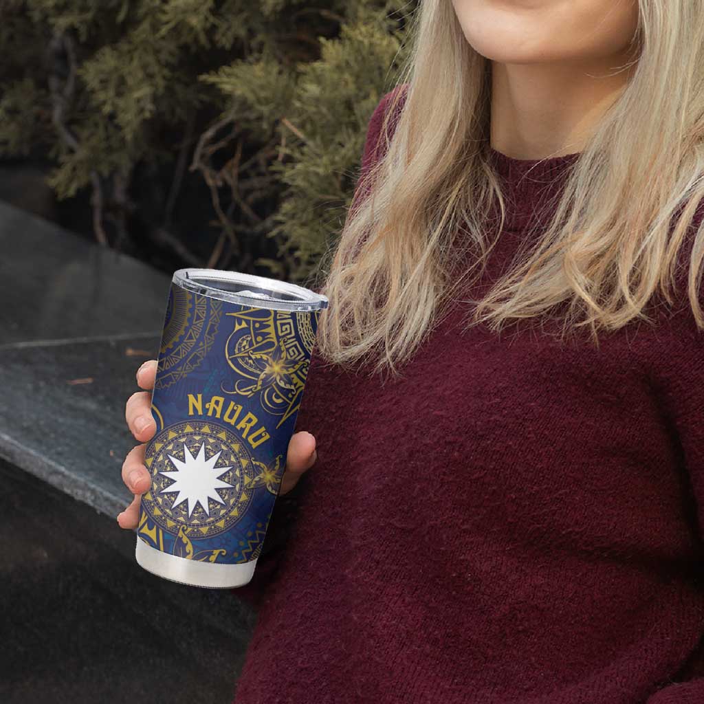 Personalised Nauru Tumbler Cup Hibiscus Polynesian Tribal Pattern