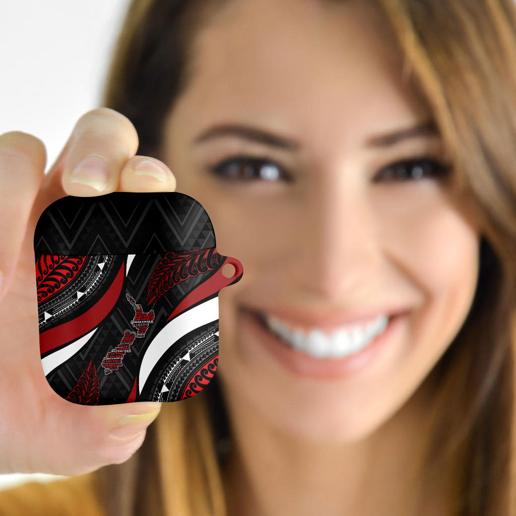 Aotearoa New Zealand Native Birds Map AirPods Case Silver Fern Tribal Pattern DT05 - Polynesian Pride