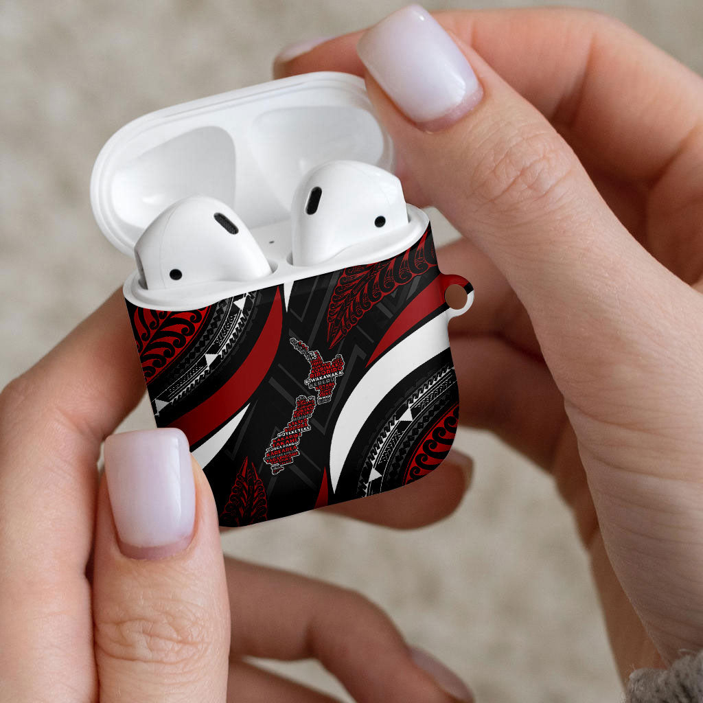 Aotearoa New Zealand Native Birds Map AirPods Case Silver Fern Tribal Pattern DT05 - Polynesian Pride