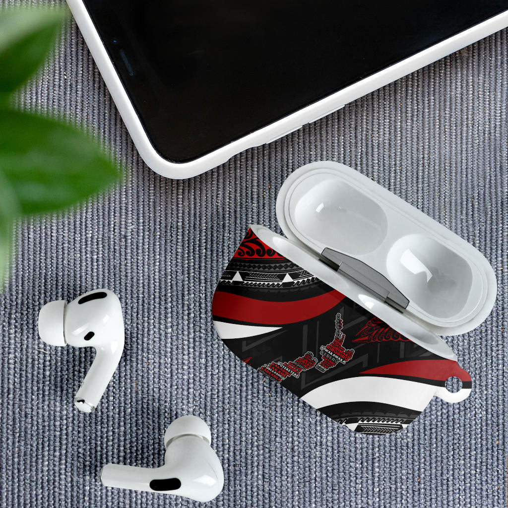 Aotearoa New Zealand Native Birds Map AirPods Case Silver Fern Tribal Pattern DT05 - Polynesian Pride