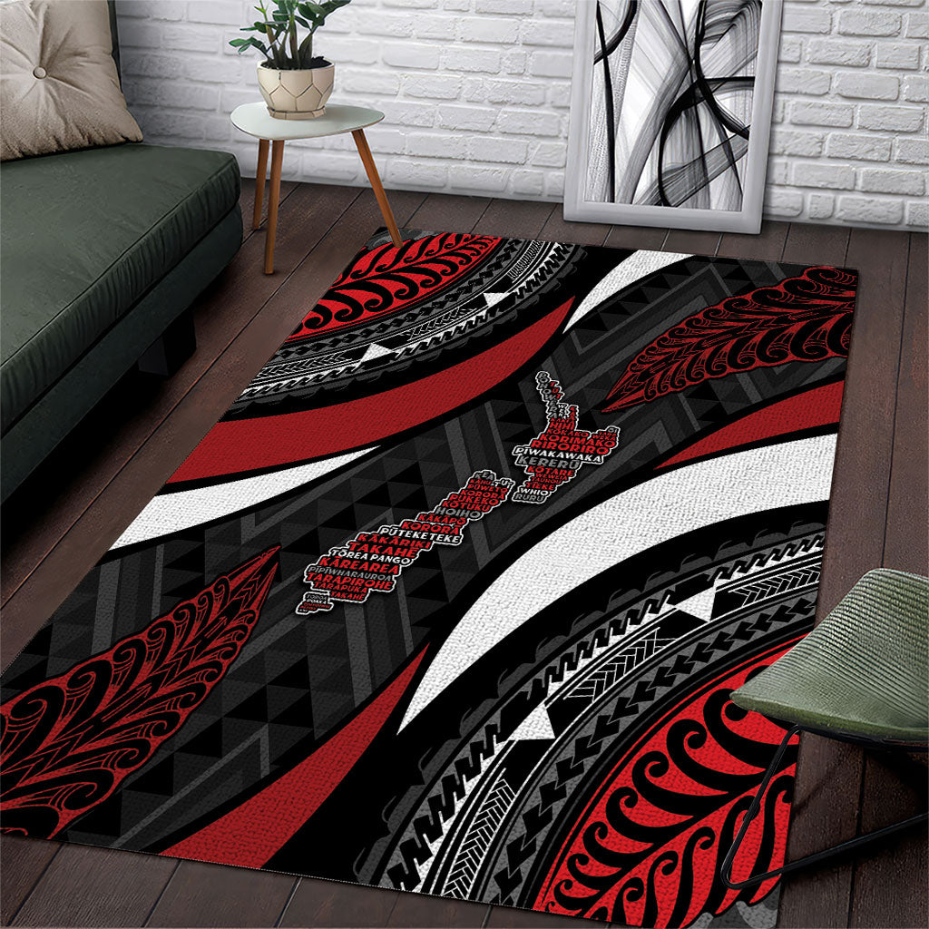 Aotearoa New Zealand Native Birds Map Area Rug Silver Fern Tribal Pattern