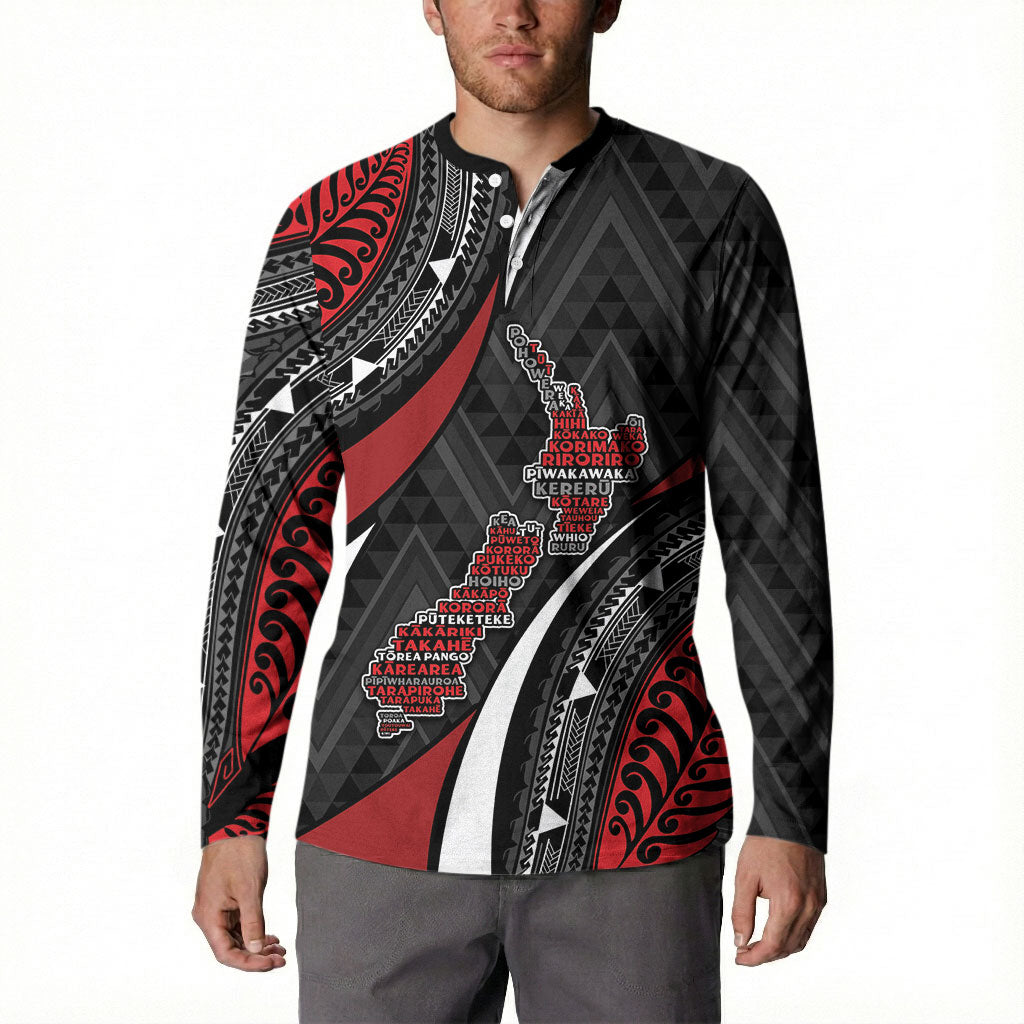 Aotearoa New Zealand Native Birds Map Button Sweatshirt Silver Fern Tribal Pattern DT05 - Polynesian Pride