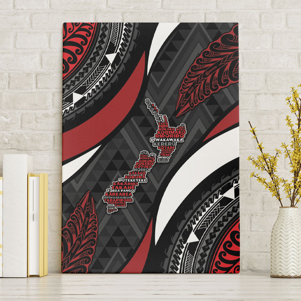 Aotearoa New Zealand Native Birds Map Canvas Wall Art Silver Fern Tribal Pattern