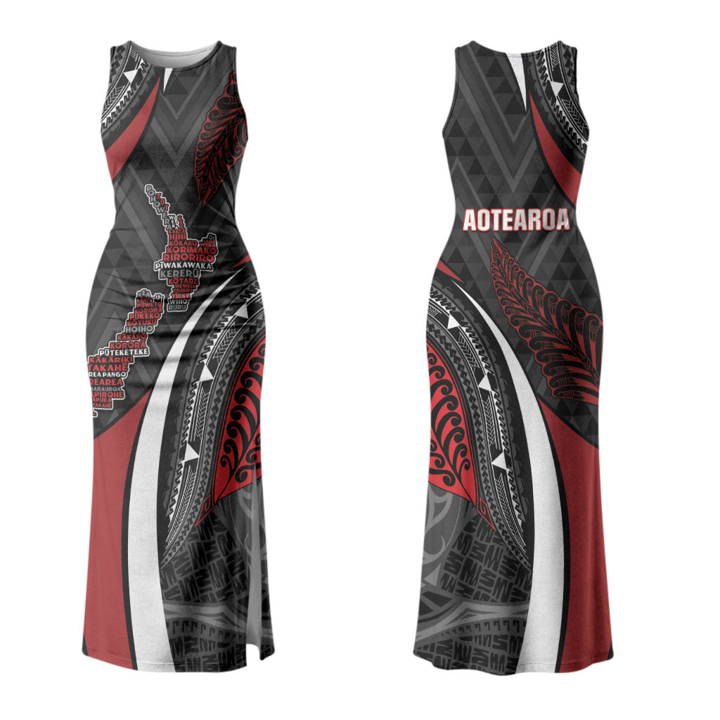 Aotearoa New Zealand Native Birds Map Couples Matching Tank Maxi Dress and Hawaiian Shirt Silver Fern Tribal Pattern DT05 - Polynesian Pride