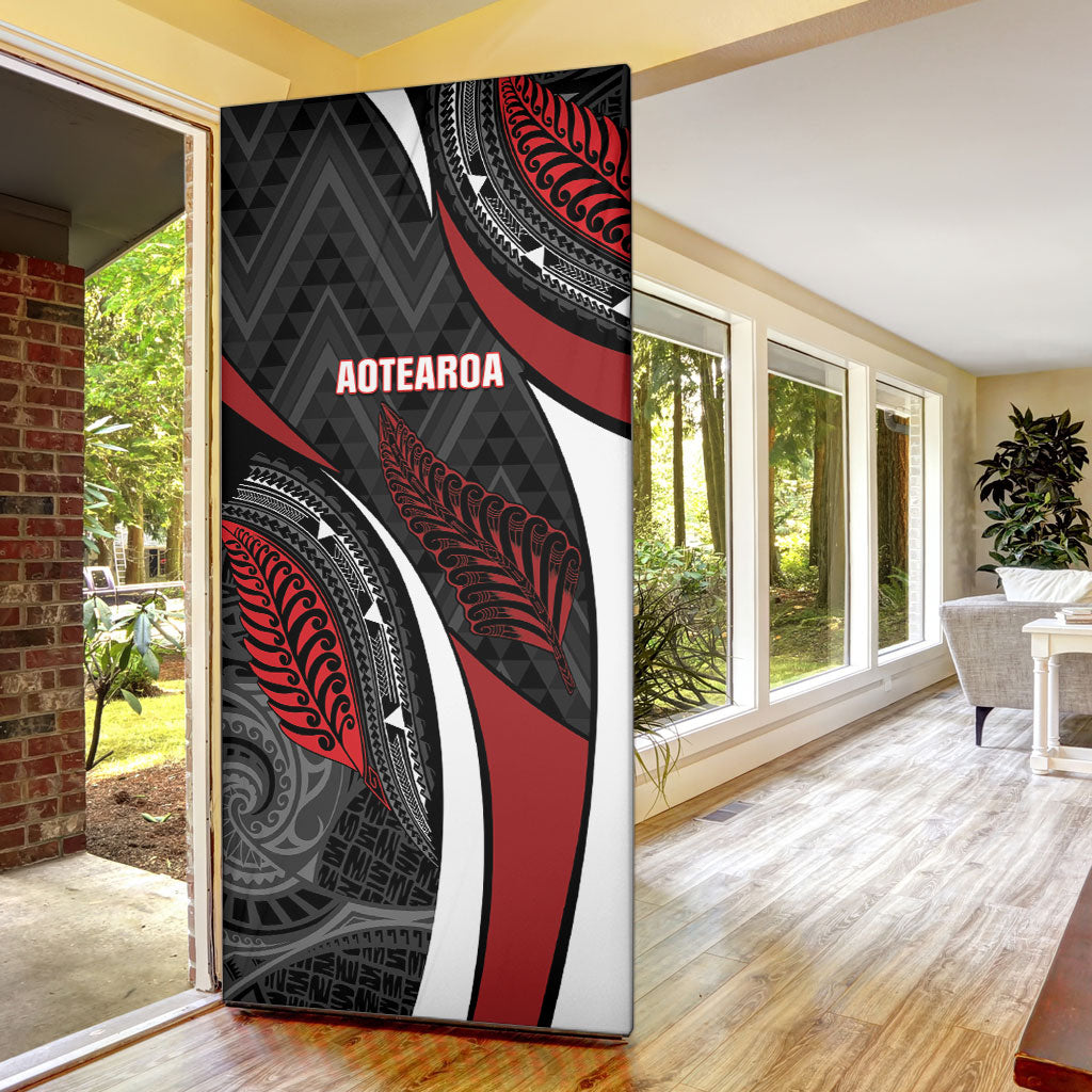 Aotearoa New Zealand Native Birds Map Door Cover Silver Fern Tribal Pattern DT05 - Polynesian Pride