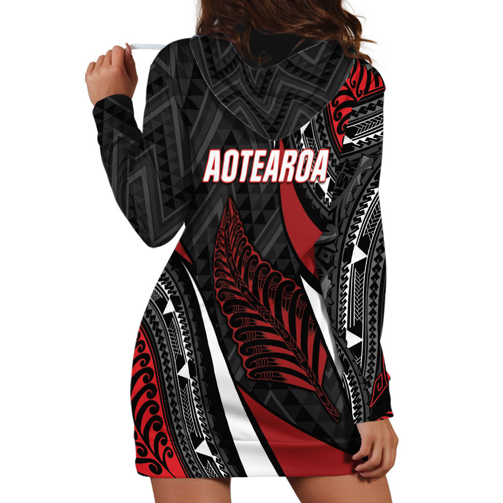 Aotearoa New Zealand Native Birds Map Hoodie Dress Silver Fern Tribal Pattern DT05 - Polynesian Pride