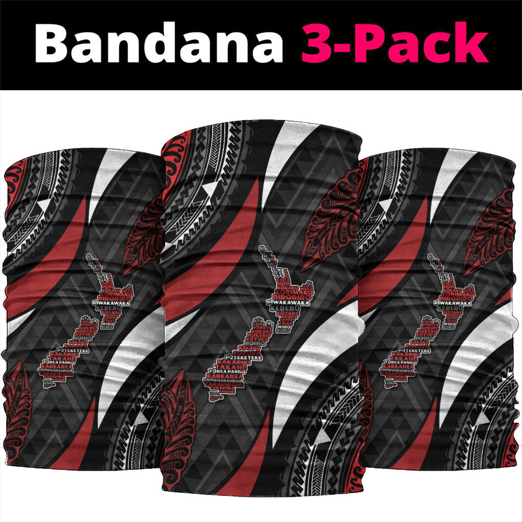 Aotearoa New Zealand Native Birds Map Neck Gaiter Silver Fern Tribal Pattern DT05 package One Size: 25*50cm Red - Polynesian Pride