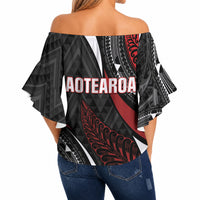 Aotearoa New Zealand Native Birds Map Off Shoulder Wrap Waist Top Silver Fern Tribal Pattern DT05 - Polynesian Pride