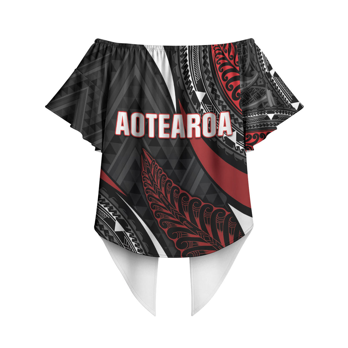 Aotearoa New Zealand Native Birds Map Off Shoulder Wrap Waist Top Silver Fern Tribal Pattern DT05 - Polynesian Pride