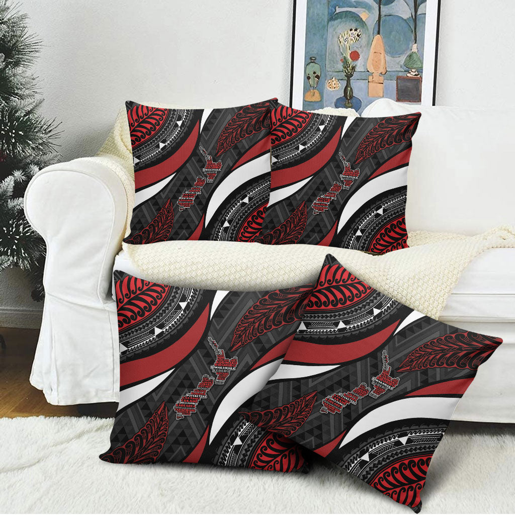 Aotearoa New Zealand Native Birds Map Pillow Cover Silver Fern Tribal Pattern DT05 - Polynesian Pride