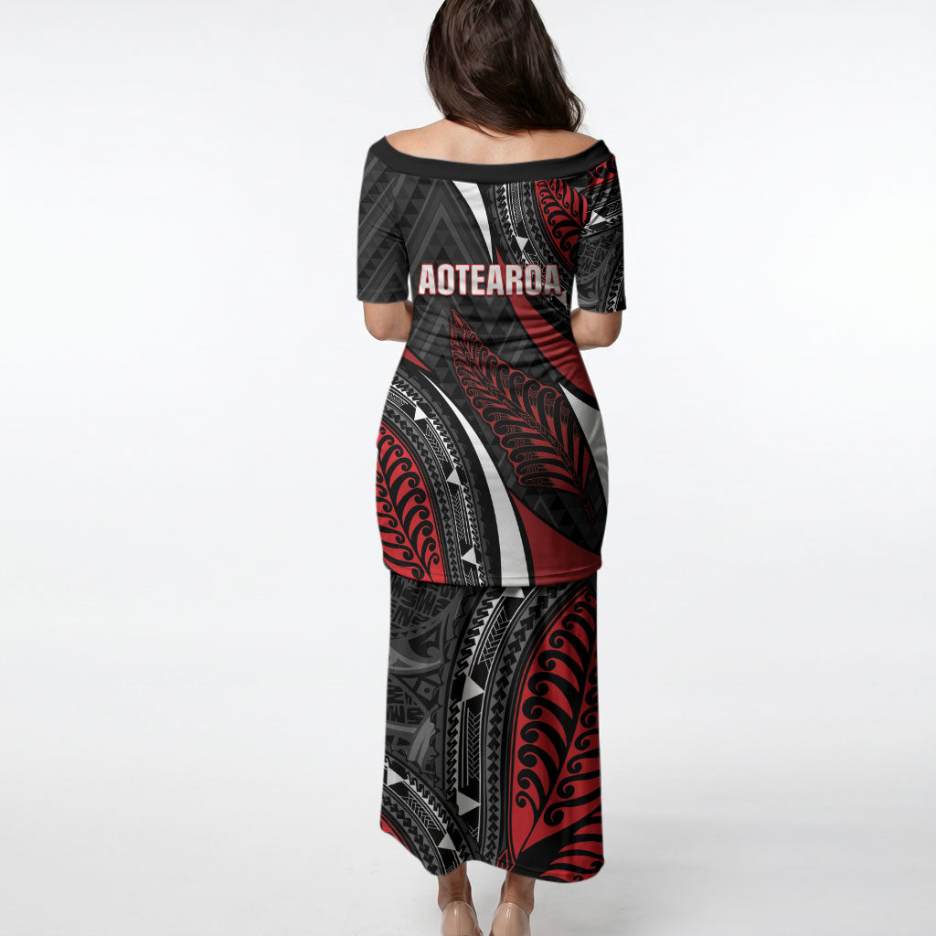 Aotearoa New Zealand Native Birds Map Puletasi Silver Fern Tribal Pattern DT05 - Polynesian Pride