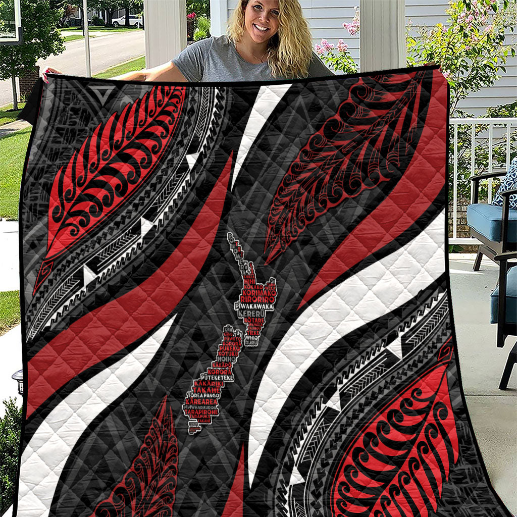 Aotearoa New Zealand Native Birds Map Quilt Silver Fern Tribal Pattern